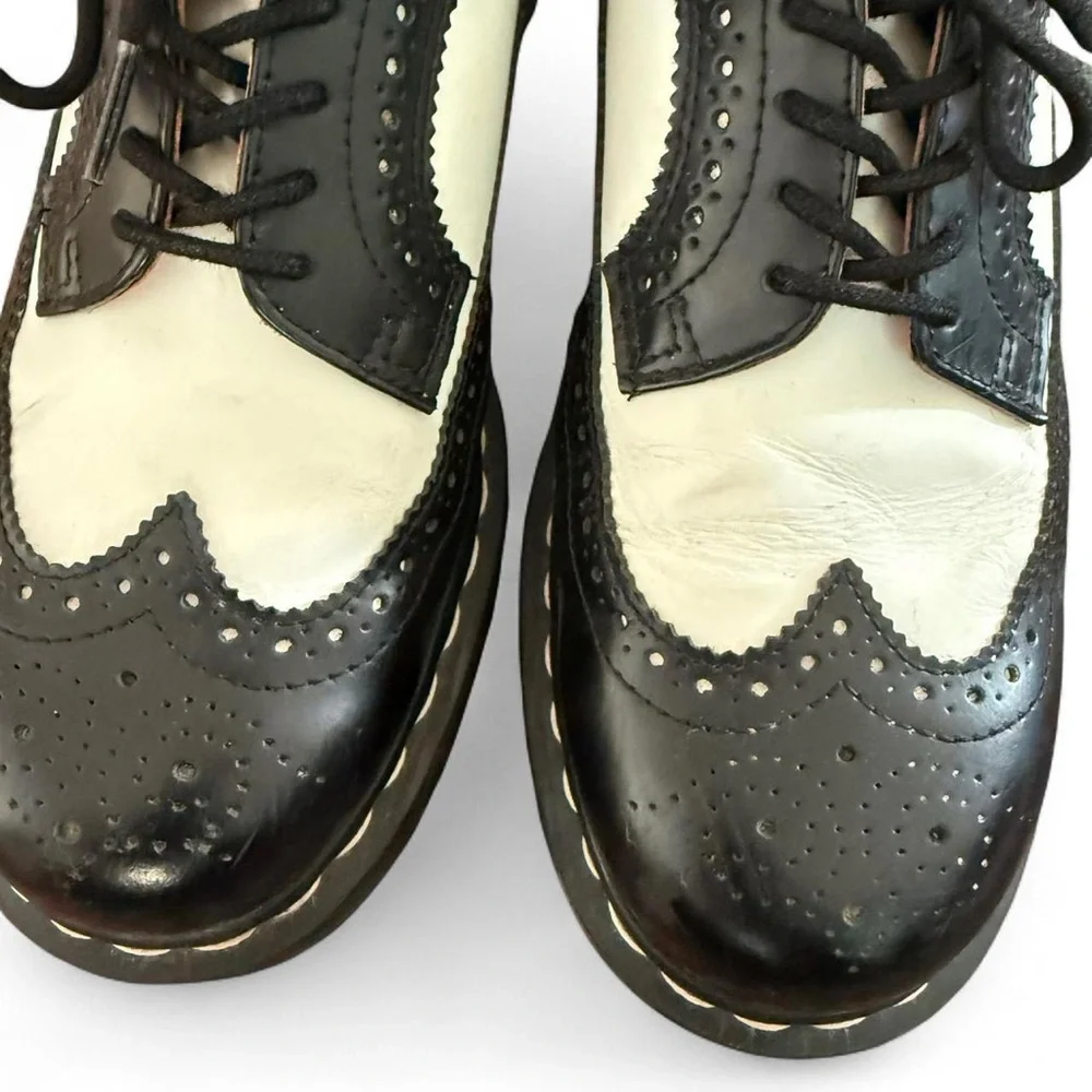 Dr. Martens black and white wingtip oxfords brogues vintage 90s platform - Picture 6 of 8